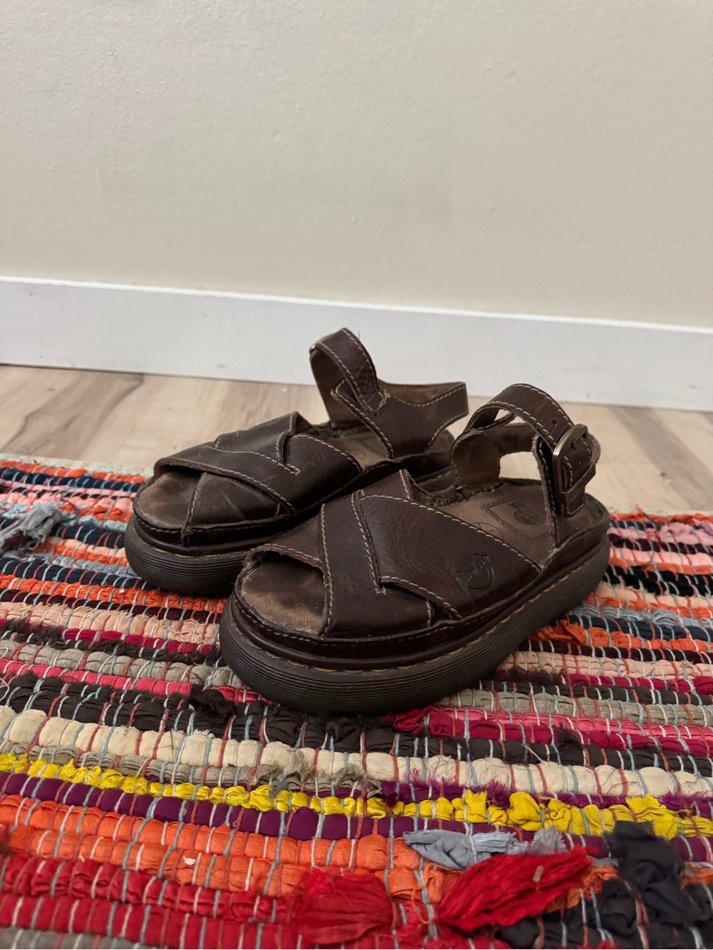Dr. Martens Vintage Brown Leather Platform Sandals